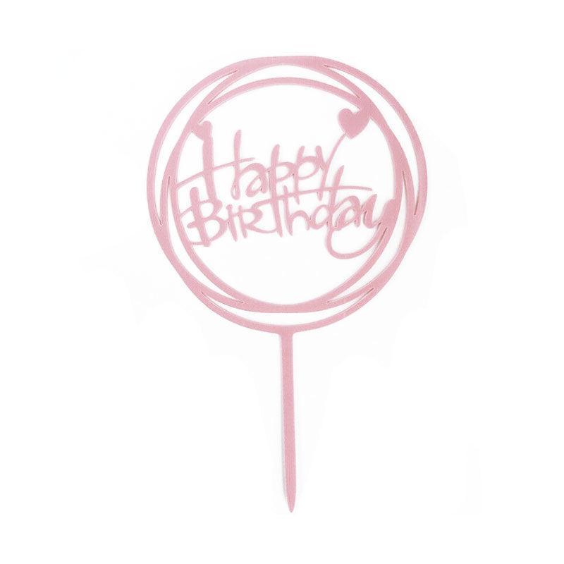 Happy Birthday Acrylic Cake Topper Cake Decoration Golden Silver Party - Rose Gold-Acrylic Birthday