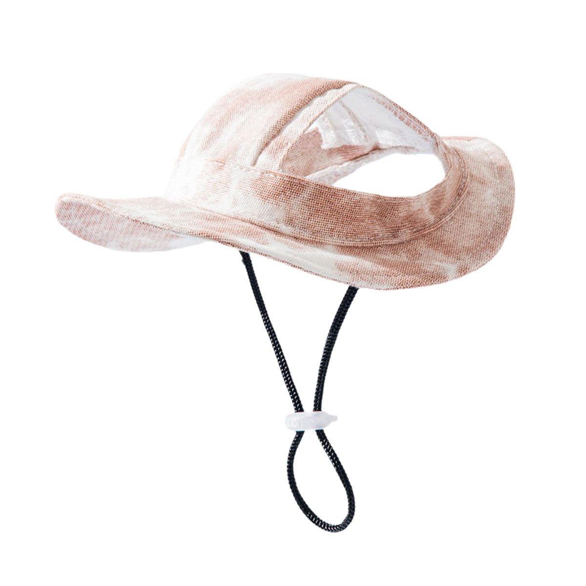 Adjustable Pet Hat with Cute Leaky Ears Sunscreen Fisherman Hat Four Seasons Use - Orange Red - L
