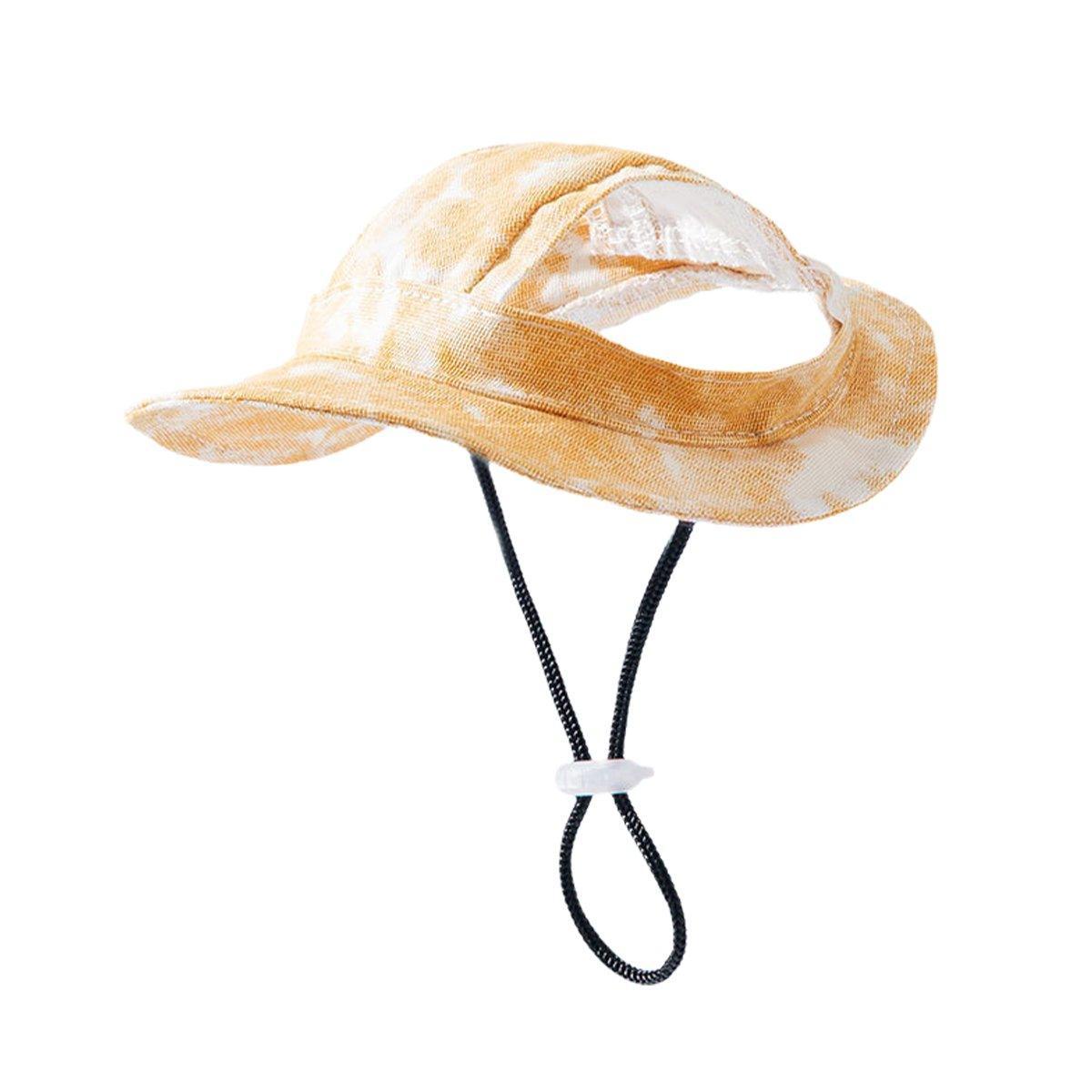 Adjustable Pet Hat with Cute Leaky Ears Sunscreen Fisherman Hat Four Seasons Use - Orange Red - M