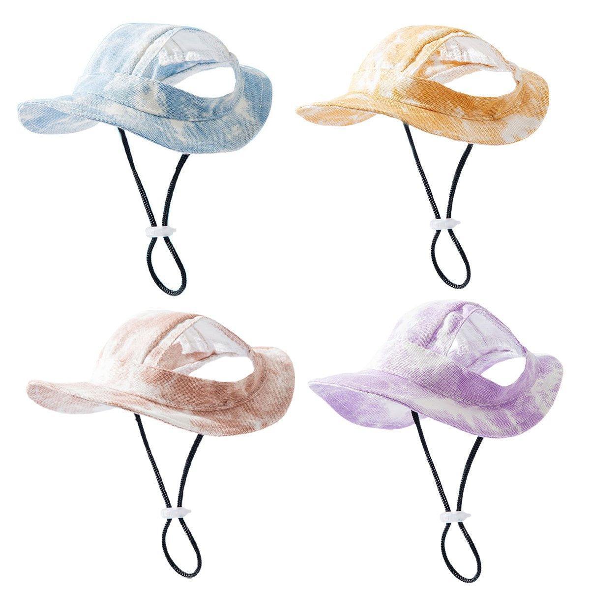 Adjustable Pet Hat with Cute Leaky Ears Sunscreen Fisherman Hat Four Seasons Use - Orange Red - S