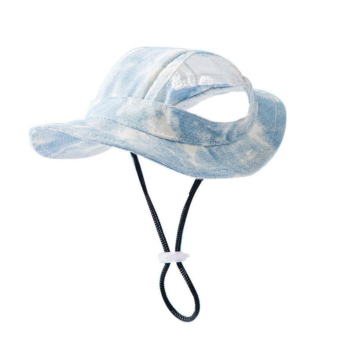 Adjustable Pet Hat with Cute Leaky Ears Sunscreen Fisherman Hat Four Seasons Use - Orange Red - S