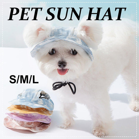 Adjustable Pet Hat with Cute Leaky Ears Sunscreen Fisherman Hat Four Seasons Use - Purple - S