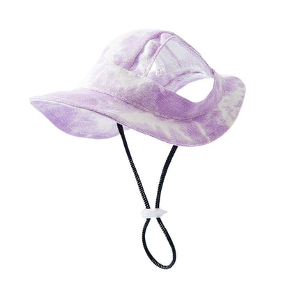 Adjustable Pet Hat with Cute Leaky Ears Sunscreen Fisherman Hat Four Seasons Use - Yellow - S