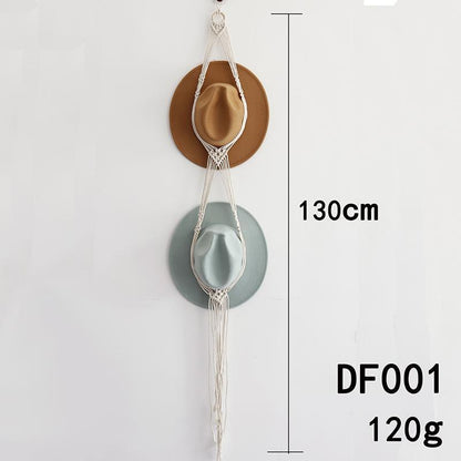 Boho Hand-Woven Macrame Hat Display Rack Hanging Cap Holder 1-3 Hat Rope hanger - D(2Hat Rope hanger)