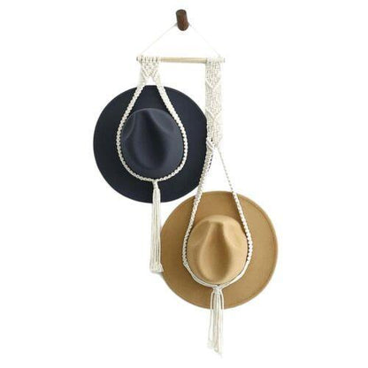 Boho Hand-Woven Macrame Hat Display Rack Hanging Cap Holder 1-3 Hat Rope hanger - D(2Hat Rope hanger)