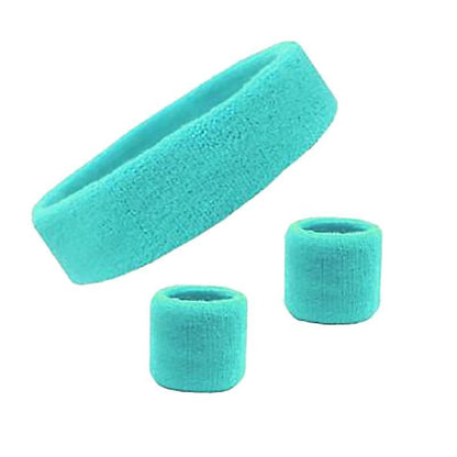 Wristbands Headband Sweatbands Sweat Band For Sport Tennis Badminton Yoga Cotton - Blue