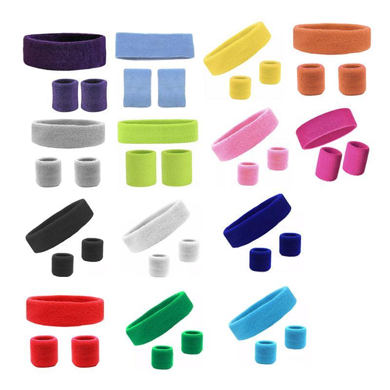 Wristbands Headband Sweatbands Sweat Band For Sport Tennis Badminton Yoga Cotton - Orange