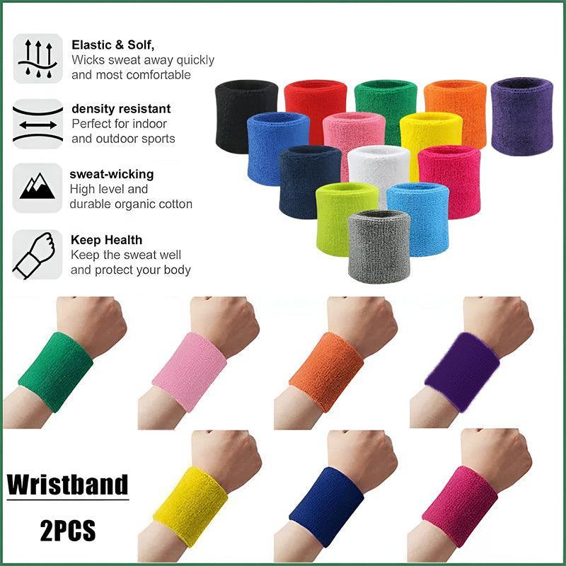 Wristbands Headband Sweatbands Sweat Band For Sport Tennis Badminton Yoga Cotton - Orange