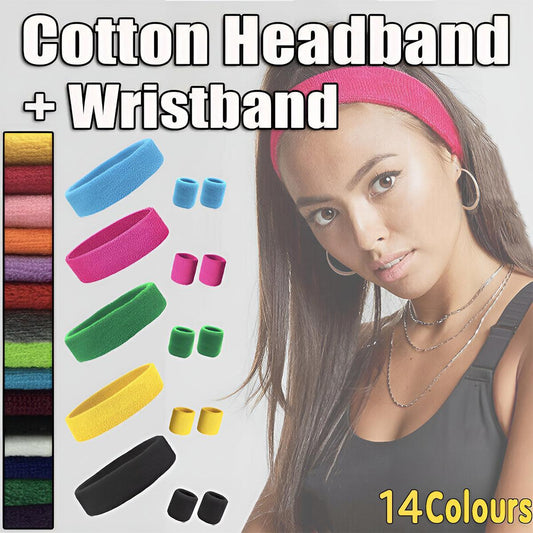 Wristbands Headband Sweatbands Sweat Band For Sport Tennis Badminton Yoga Cotton - Red