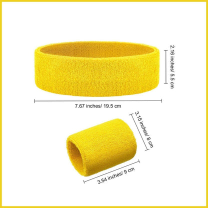 Wristbands Headband Sweatbands Sweat Band For Sport Tennis Badminton Yoga Cotton - White