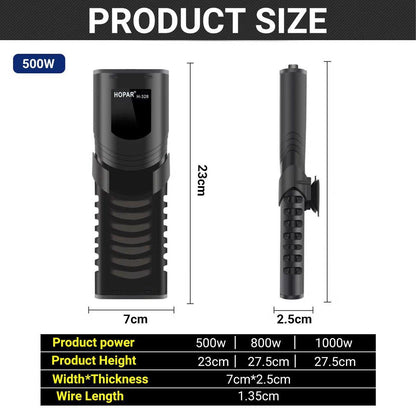 500/800/1000w Submersible Temperature Control Rod with LED Display for Fish Tanks - 1000W
