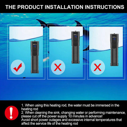 500/800/1000w Submersible Temperature Control Rod with LED Display for Fish Tanks - 800W