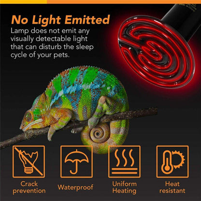 2X Ceramic Infrared Heat Lamp Bulbs for Reptiles and Terrariums - 50W-2PCS