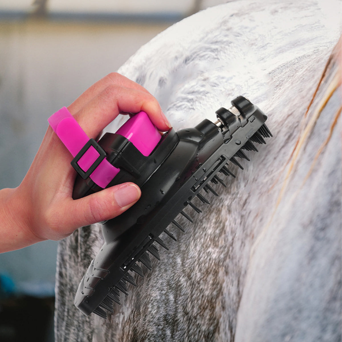 Horse Bath Brush Grooming Massage Comb Soft Bristle Cleaning Tool For Equine Use