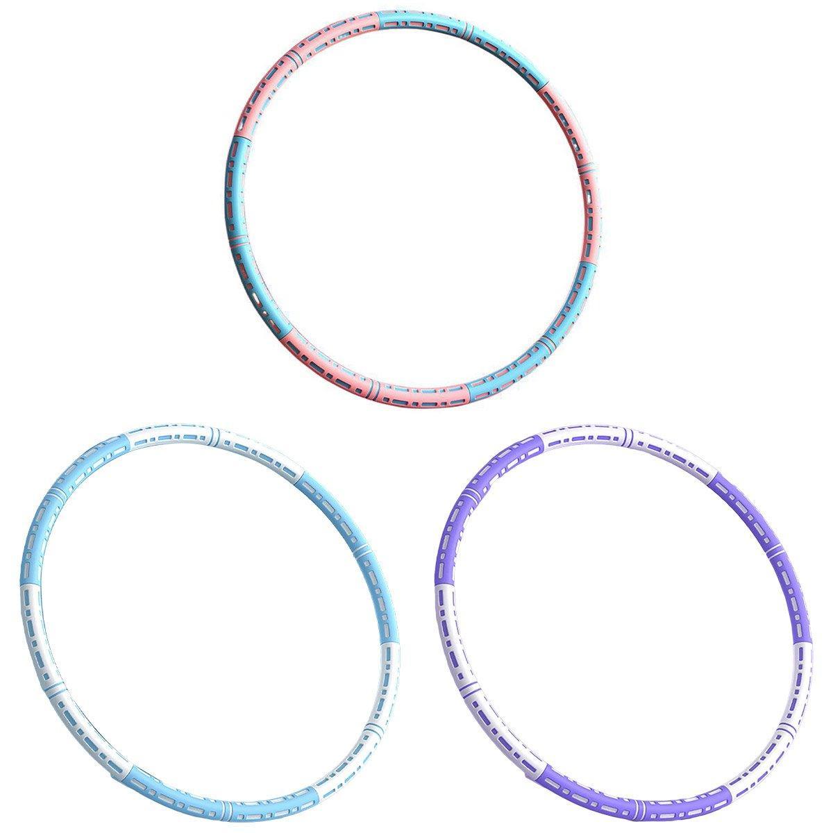 Detachable Weighted Hula Hoop Fitness Equipment for Home Exercise Use - Blue White