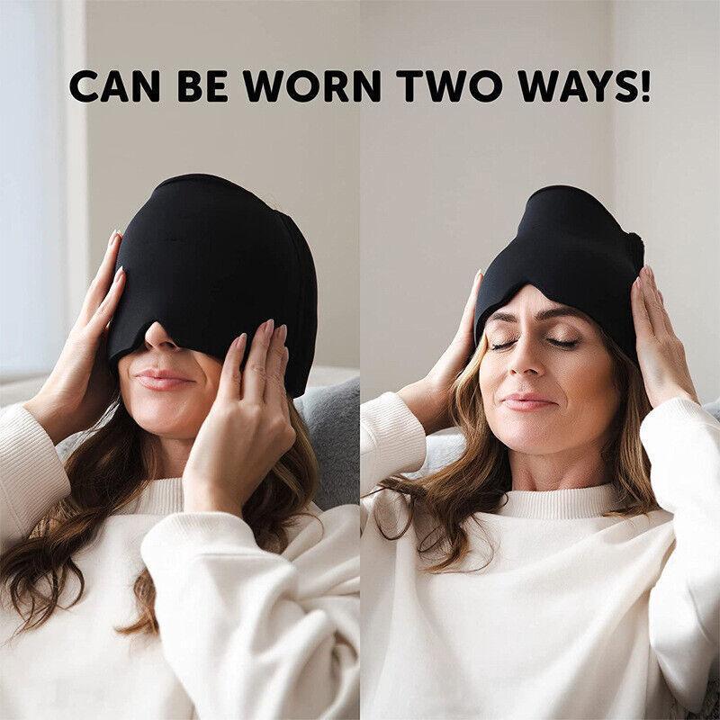 Aroma Season Ice Pack Migraine Hat Hot Cold Therapy Headache Pain Relief Cap Au - Black