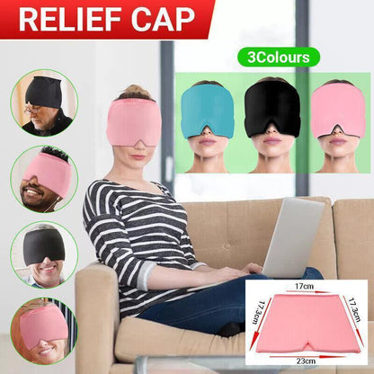 Aroma Season Ice Pack Migraine Hat Hot Cold Therapy Headache Pain Relief Cap Au - Blue