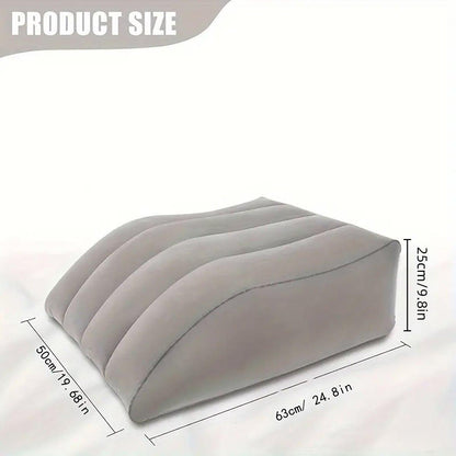 Inflatable PVC Leg Pillow Wedge Triangle Foot Cushion Flocking - Blue
