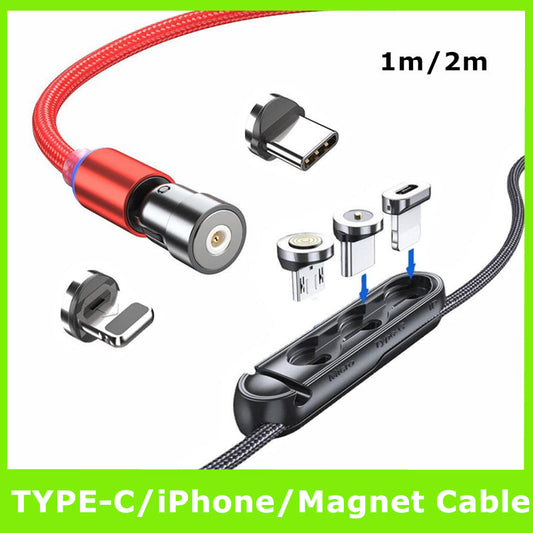 1m 2m Braided Charging Cable with Detachable Connectors for Type C Micro Lightning - iOS (iProduct) Connector Only