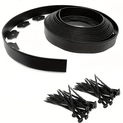 L Shaped Garden Edging Border Landscape Grass Lawn Stone Edge Fence Strip - Black