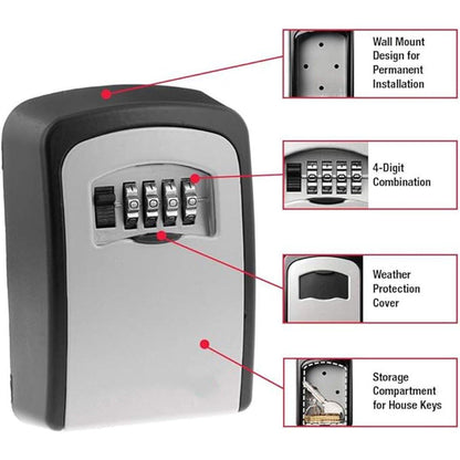 Combination Key Box with Combination Lock for Home Office Security Storage - Grey