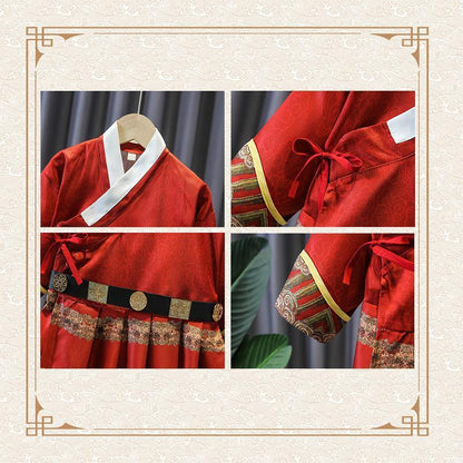 Red Hanfu Boys Girl Traditional Chinese Dress Ancient Style Performance Costume - 130CM