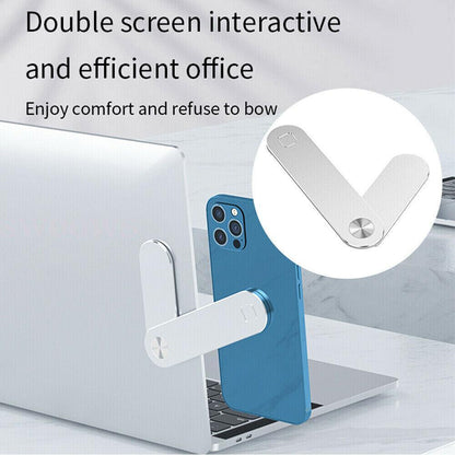 Side Mount Clip Phone Holder for Laptop Adjustable Portable Screen Bracket - Black