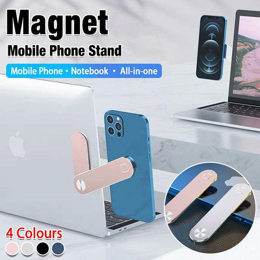 Side Mount Clip Phone Holder for Laptop Adjustable Portable Screen Bracket - Blue