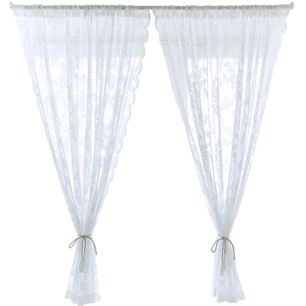 Elegant Lace Curtain Bedroom Window Door Screen Privacy Window Decor - 145*120cm