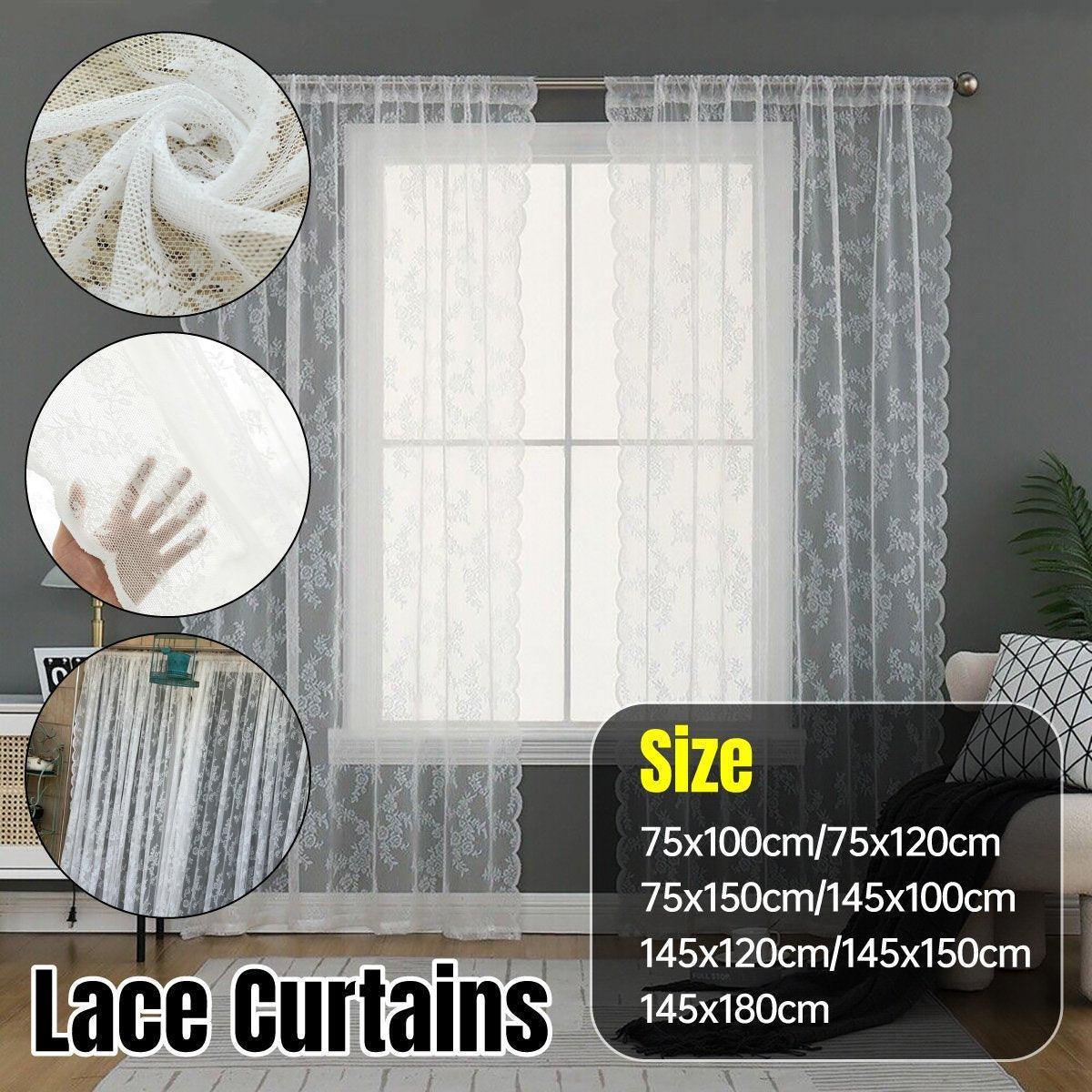 Elegant Lace Curtain Bedroom Window Door Screen Privacy Window Decor - 75*120cm