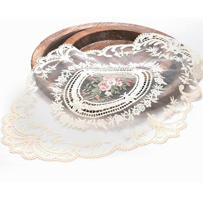 4 Pack Retro Lace Oval Placemats 31x42cm French Crochet Doilies 4 Colors Set - Sky Blue