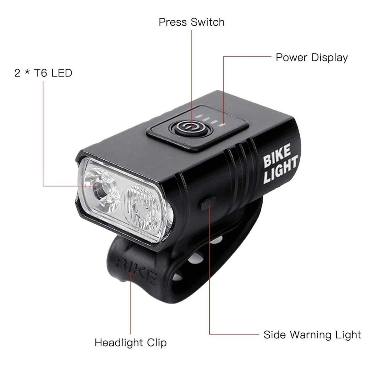 Bike Light Set Rechargeable LED Bicycle Lights Waterproof Front Rear Headlight - Bike Headlight
