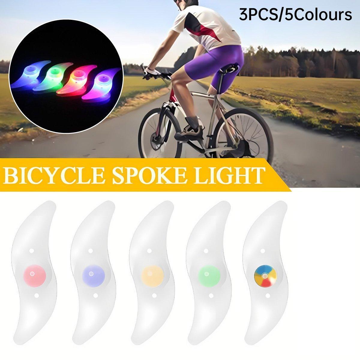 3PCS Mountain Bike Spoke Light Colourful LED Wheel Light Silicone Cycling Gear - Red
