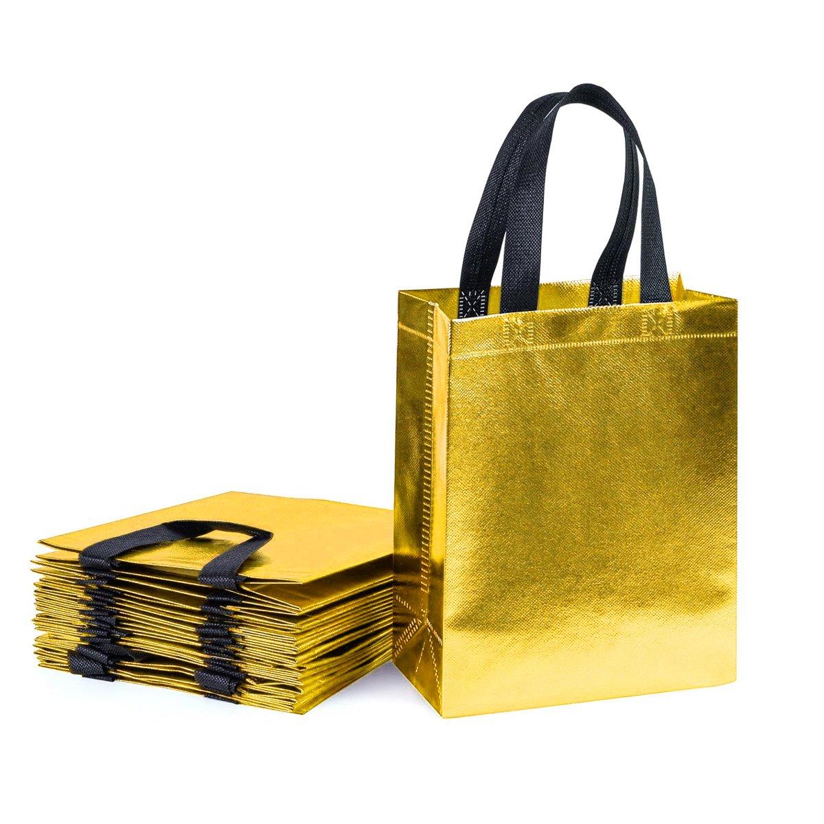 24pcs Laser Non Woven Gift Bags Tote Bags for Party Favor Wedding and Birthday - Rose Red
