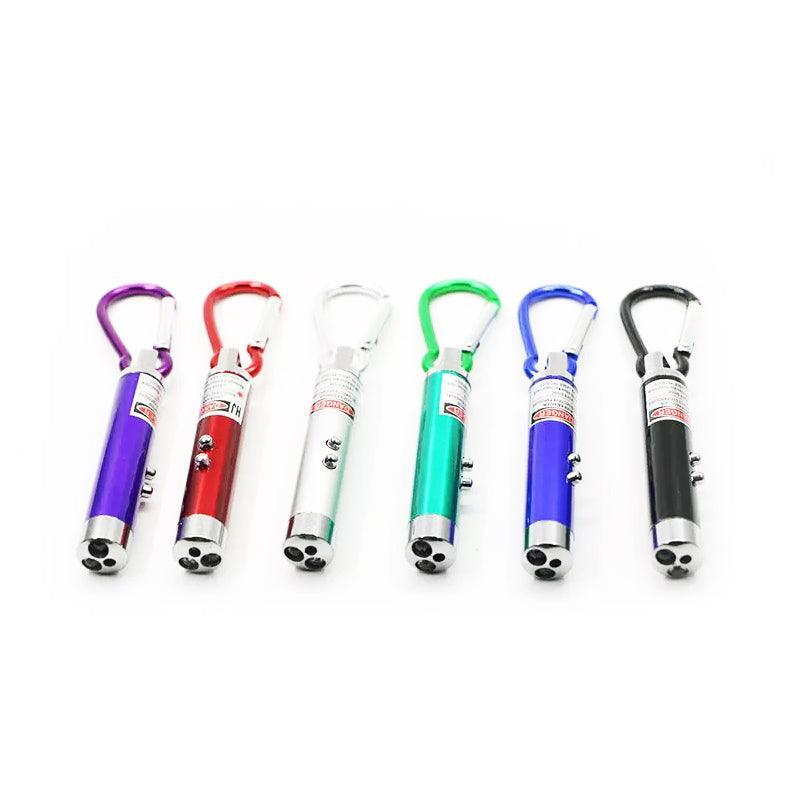 Interactive Cat Laser Pointer Toy with LED and UV Light for Pet Play Training - Black