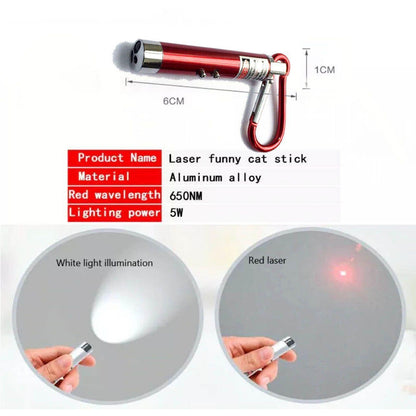 Interactive Cat Laser Pointer Toy with LED and UV Light for Pet Play Training - Black