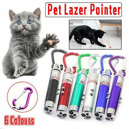Interactive Cat Laser Pointer Toy with LED and UV Light for Pet Play Training - Red