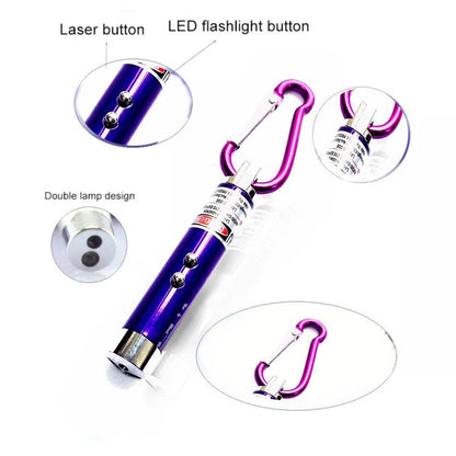 Interactive Cat Laser Pointer Toy with LED and UV Light for Pet Play Training - Red