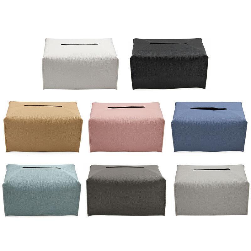 Large Size Tissue Box Dispenser Paper Holder Napkin Case Pu Leather Cover - Pink