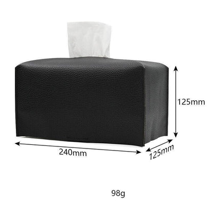 Large Size Tissue Box Dispenser Paper Holder Napkin Case Pu Leather Cover - White