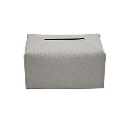 Large Size Tissue Box Dispenser Paper Holder Napkin Case Pu Leather Cover - White