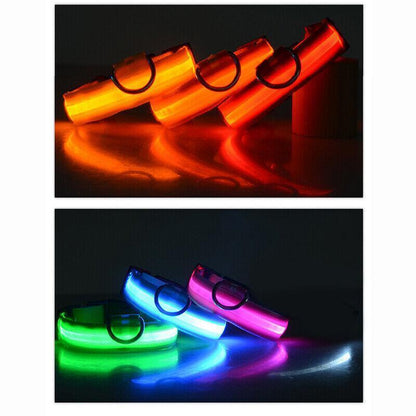 M Size USB Rechargeable LED Dog Collar Nylon Glow Flashing Light Up Pet Collar - Green