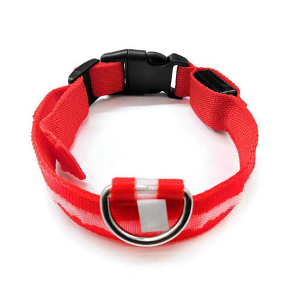 L Size USB Rechargeable LED Dog Collar Nylon Glow Flashing Light Up Neck Strap - Yellow