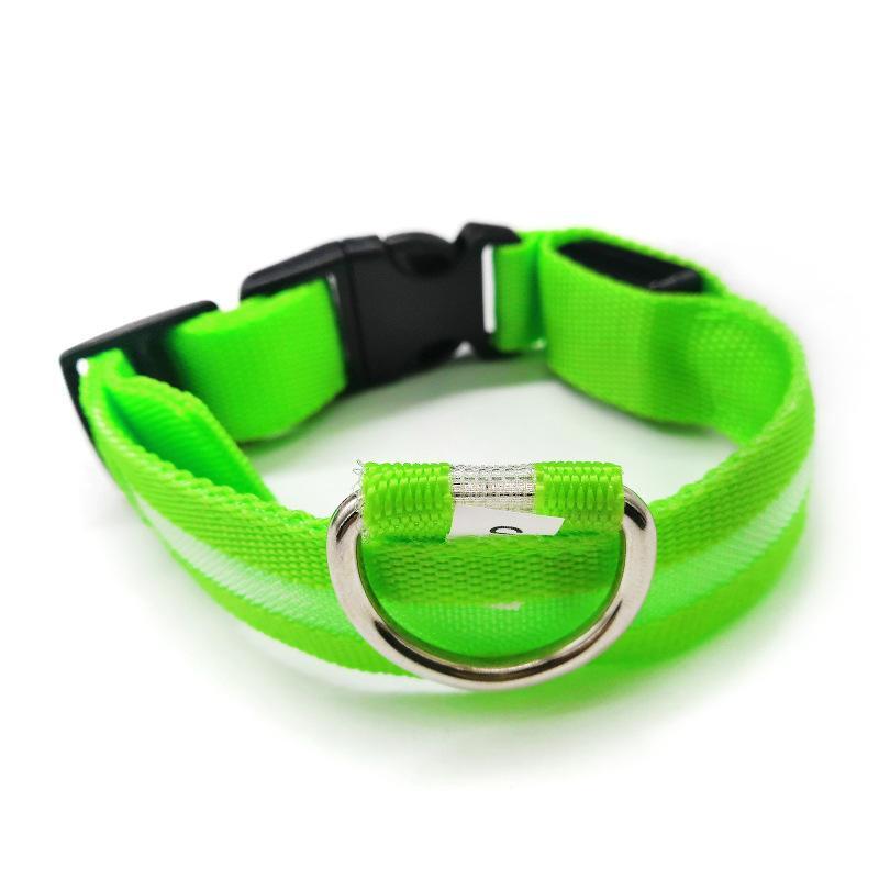 L Size USB Rechargeable LED Dog Collar Nylon Glow Flashing Light Up Neck Strap - Yellow