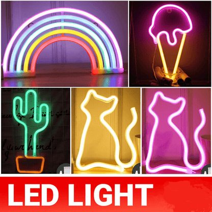 LED Rainbow Neon Light Lamp for Bedside Night Room Wall Home Decoration - Cactus
