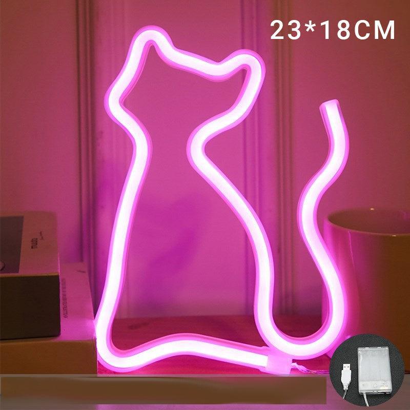 LED Rainbow Neon Light Lamp for Bedside Night Room Wall Home Decoration - Cactus