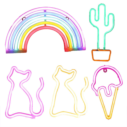 LED Rainbow Neon Light Lamp for Bedside Night Room Wall Home Decoration - Cat Pink