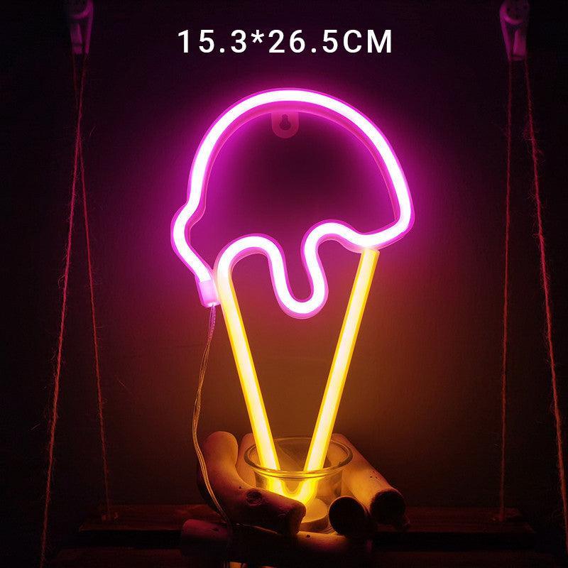 LED Rainbow Neon Light Lamp for Bedside Night Room Wall Home Decoration - Ice cream
