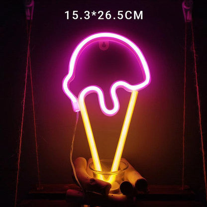 LED Rainbow Neon Light Lamp for Bedside Night Room Wall Home Decoration - Ice cream