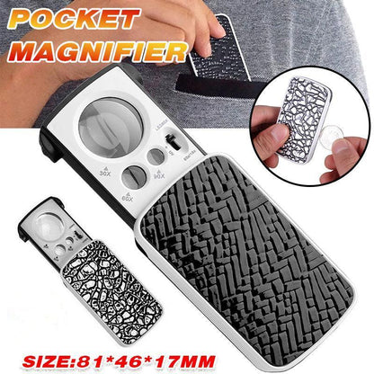 30X 60X 90X Jewellers Loupe Led Magnifier Loop Side Light Magnifying Glass Lens - Black
